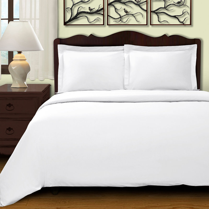 Ensemble de housse de couette lavable 100% coton 200 fils Blue Queen, Blanc