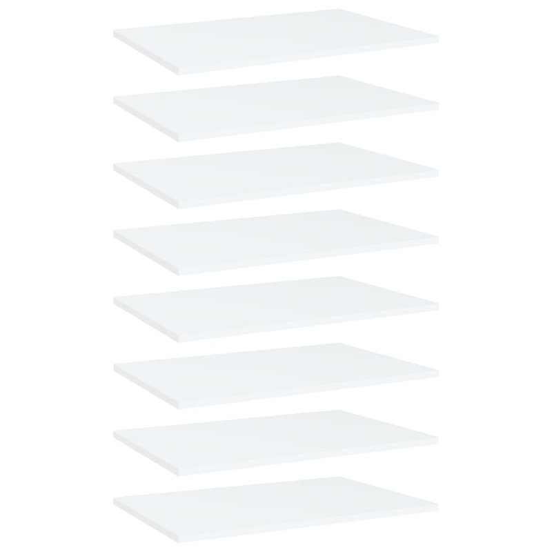 Tablettes pour bibliothèque 8 pièces en bois d'ingénierie, Blanc, (8 tablettes) H 0,59 po x l 23,62 po x P 15,75 po