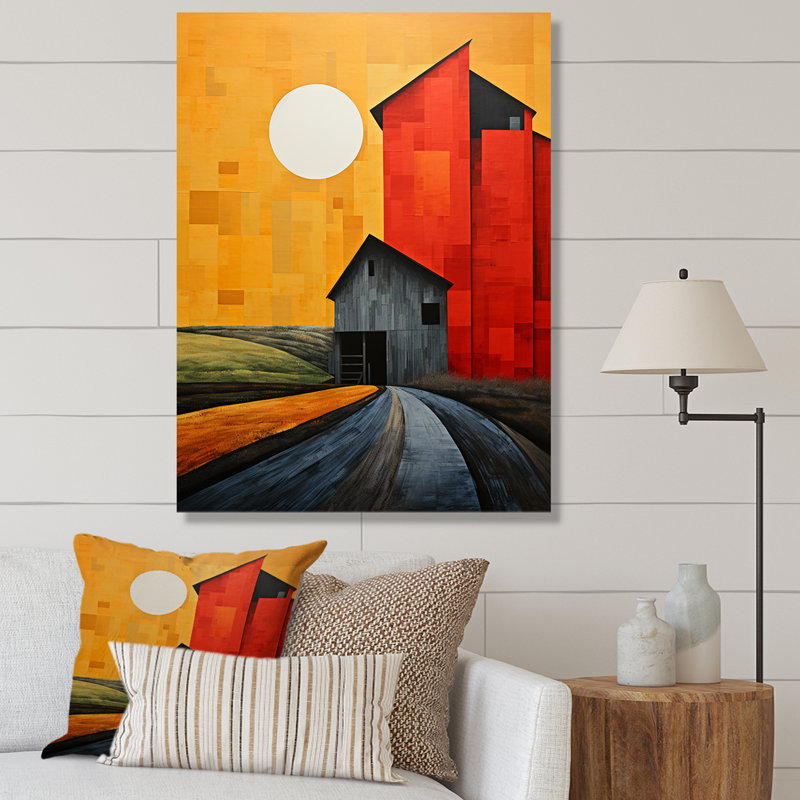 Artémisios, paysage, granges, patchwork de campagne VI - impression, Toile tendue, H 20 po x l 12 po x P 1 po