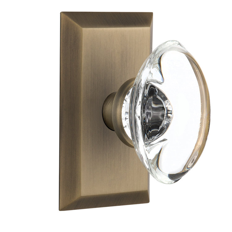 Studio Plate with Oval Clear Crystal Door Knob