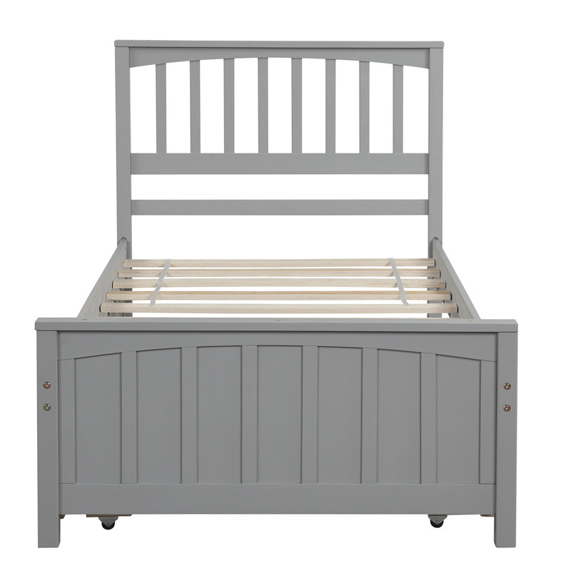 Lit plateforme simple avec lit gigogne, gris - bois massif pour un repos confortable et une bonne nuit de sommeil, Gris