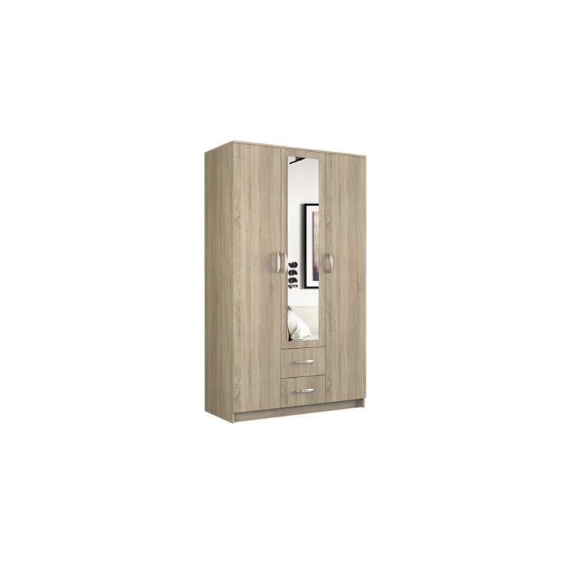 Weyburn 3 Door Manufactured Wood Wardrobe, Sonoma