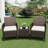 3-Piece Outdoor Rattan Bistro Set with Tempered Glass Table and 2 Cushioned Chairs for Patio, Balcony, or Poolside-1838906683-1838906682