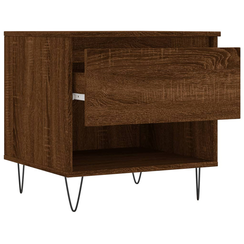 Four Leg Coffee Table with Storage, Brown Oak