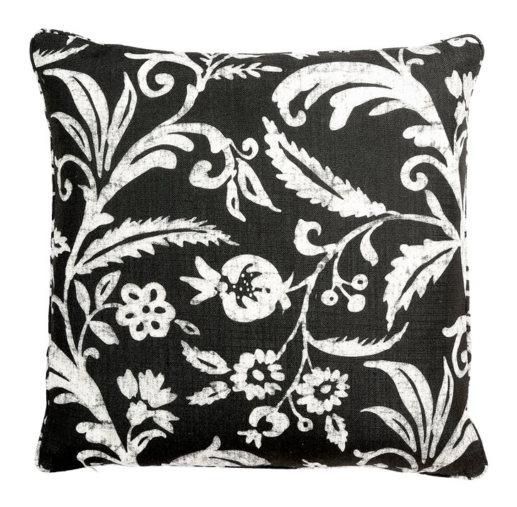 Dublin Floral Throw Pillow, Black