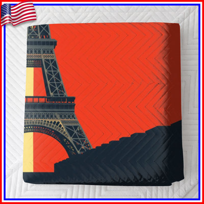 Eiffel Tower Silhouette Quilted Bedspread All Sizes