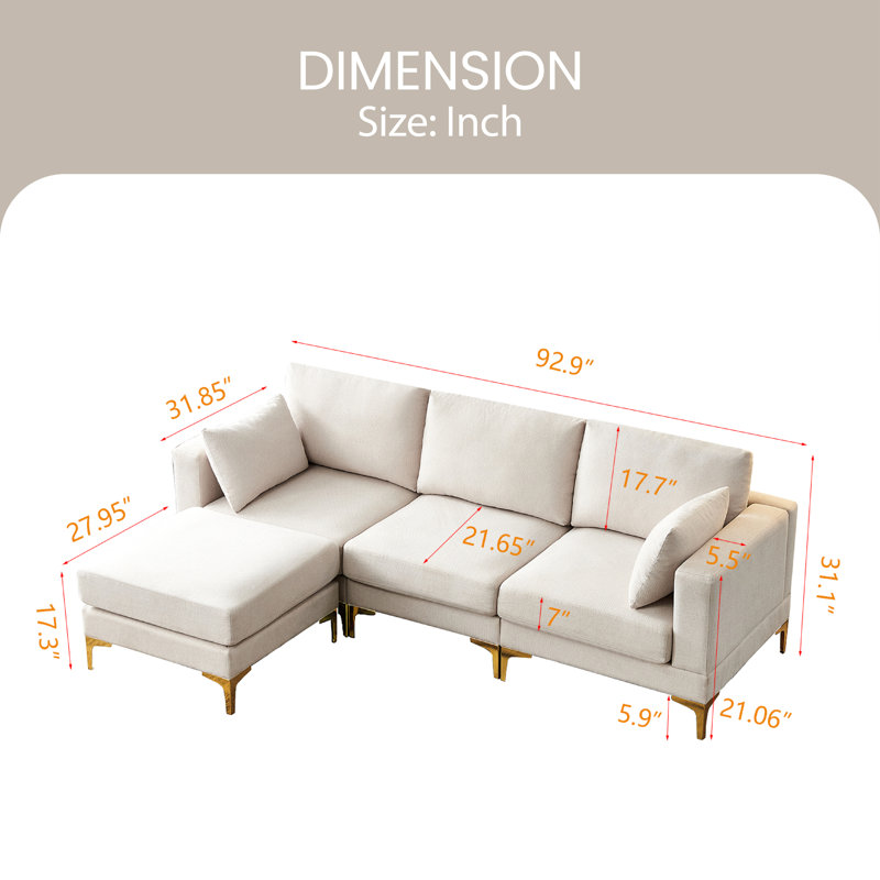 Canapé modulaire Edick, 100 % polyester beige