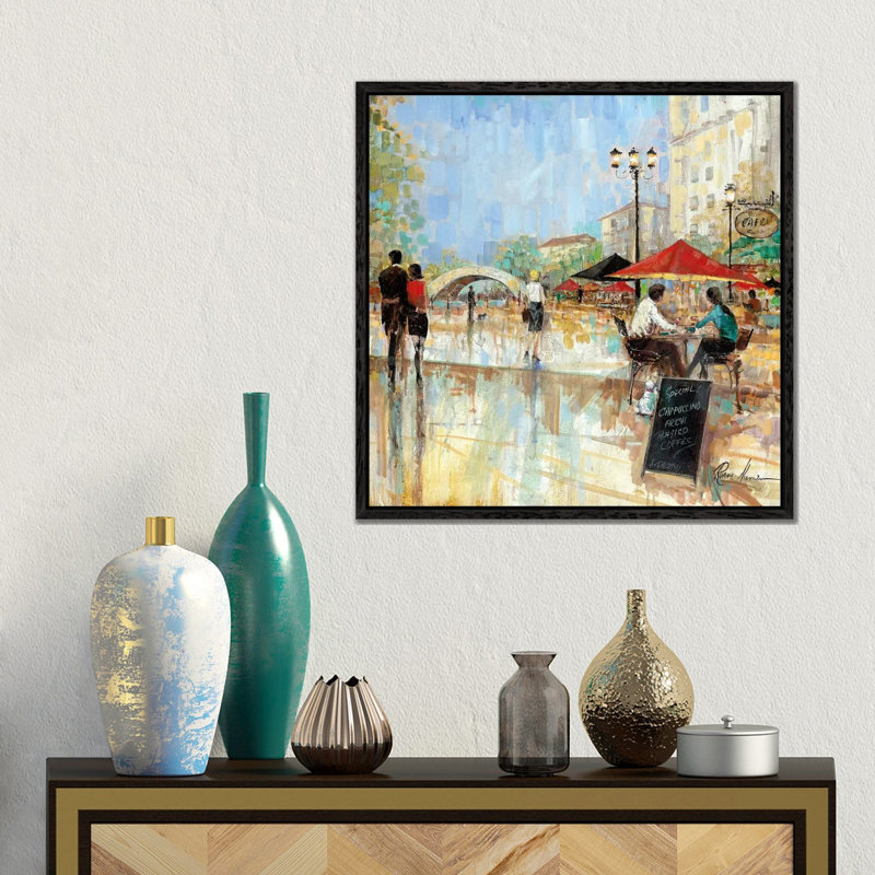 Riverwalk Charm III by Ruane Manning - Gallery-Wrapped Canvas Giclée on Canvas, 45.72 cm H x 45.72 cm W, Black Floater Framed