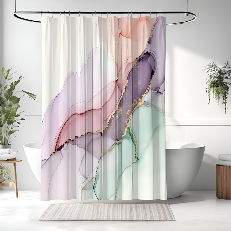 Rideau de douche avec tapis de bain, H 72 po x l 70 po