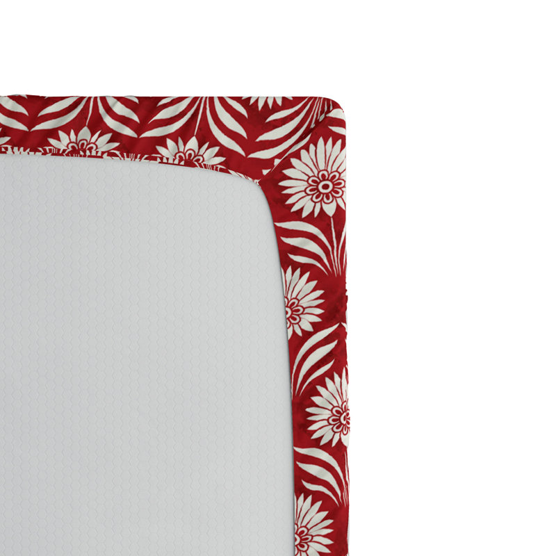 Microfiber Floral Fitted Sheet, Queen Fitted Sheet, White/Red Floral