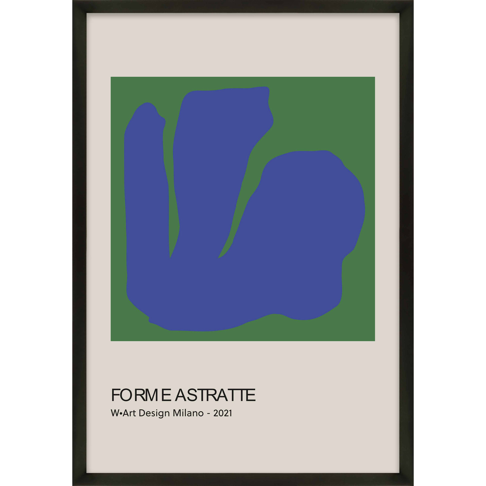 Forme Astratte Blue & Green by Romina Gadler, Black Framed Paper, 50" H x 35" W x 1.25" D