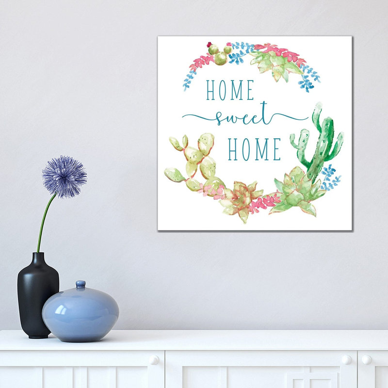 Cactus Vignette Wreath by Nan - Painting on Canvas, Wrapped Canvas, 45.72 cm H x 45.72 cm W x 1.91 cm D