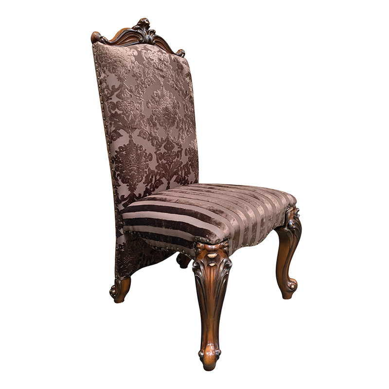 Versailles Side Chair (Set-2), Two Tone Light Brown Striped/Cherry Oak 
