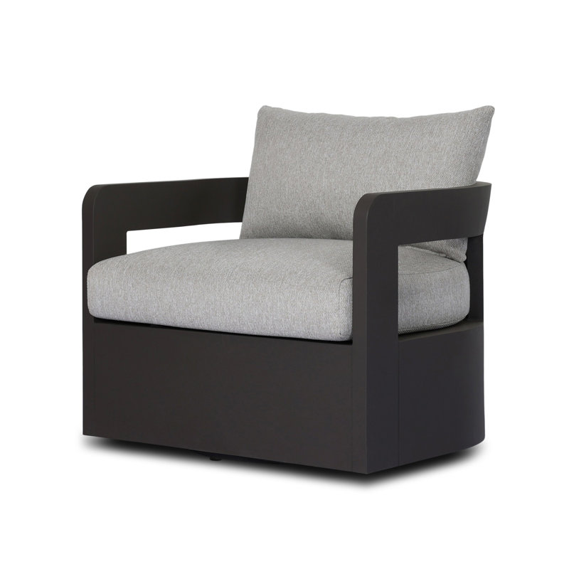 Jackson Outdoor Metal Swivel Chair-Bronze, Bronze, Concha Fog
