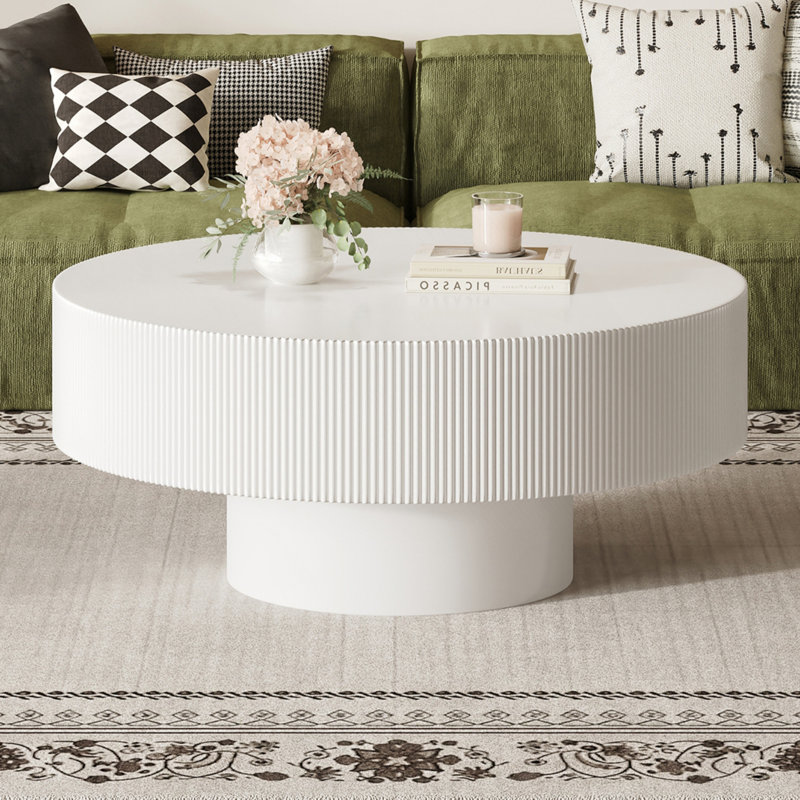 Table basse Minimalist, Blanc, H 16,75 po x L 35,45 po x l 35,45 po