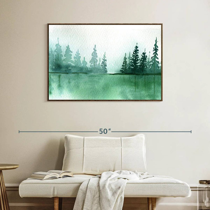 Silhouette de pin, Cadre flottant en noyer, 40 po x 27 po