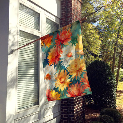 Chrysanthèmes dans un drapeau de maison aquarelle