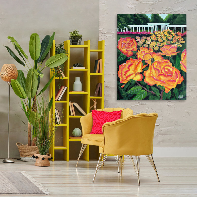 «Rose Garden In Bloom», art mural par Sarah Waldron Kimball, H 36 po x l 48 po