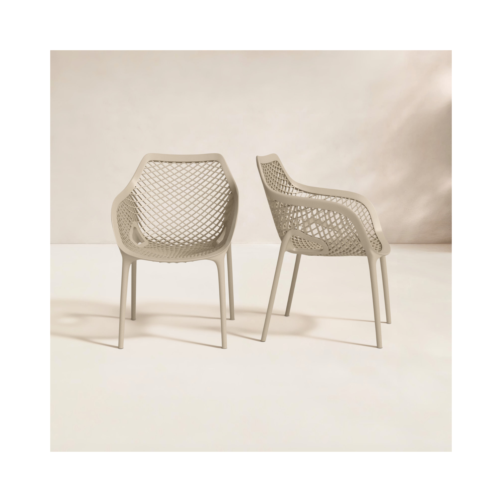 Farrah Premium All-Weather Outdoor Stacking Dining Armchair, Taupe