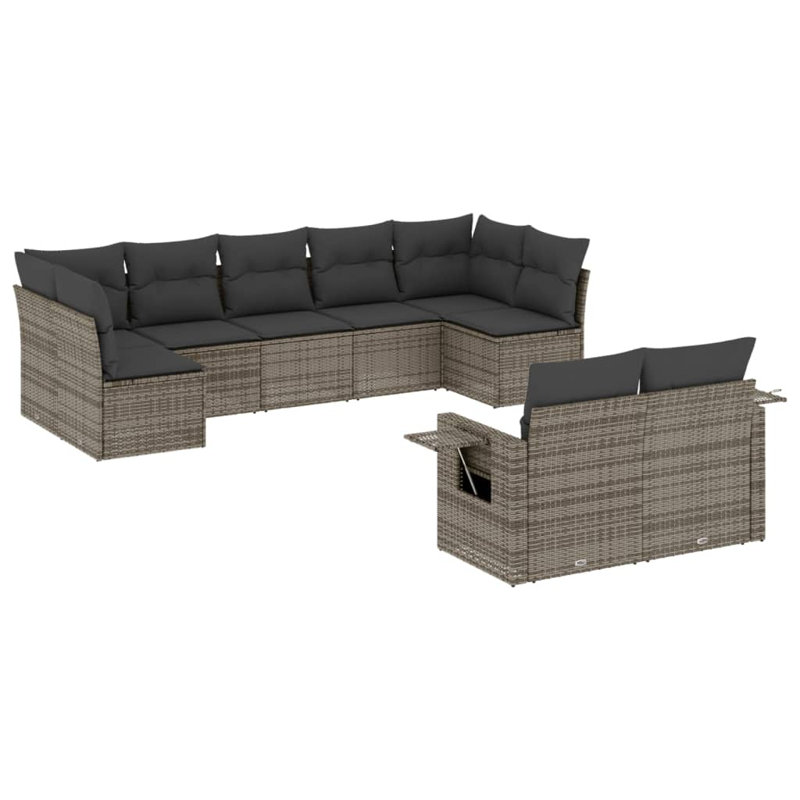 Ensemble de canapé de jardin Vidaxl, canapé gris, coussins gris foncé