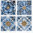 S/4 Abstract Blue, White, And Gold Wall Decor Accents, 9.5X9.5"