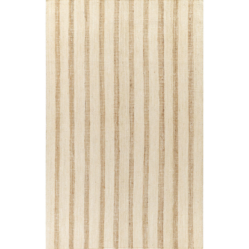 Momeni Jango Hand Woven Jute and Cotton Striped Ivory Area Rug 2'3" X 5', Runner 2'3" x 5'