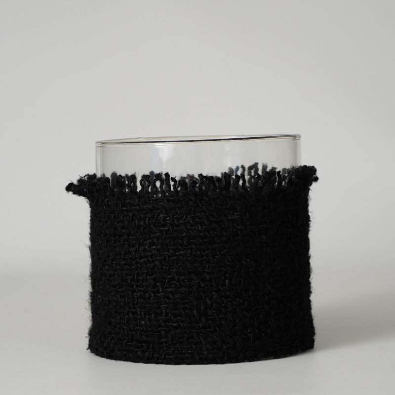 Jalin Glass Tabletop Votive Holder, Dark Gray, 6" H x 6" W