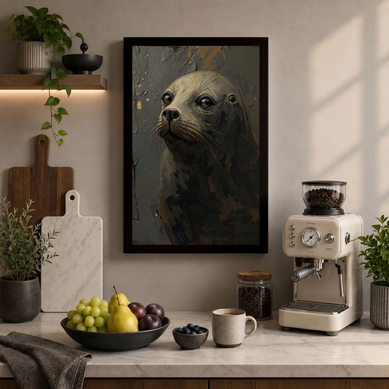 Contemplative Seal Coastal - Wrapped Canvas, 36x24 - 91.4 x 61.0 cm, White Border