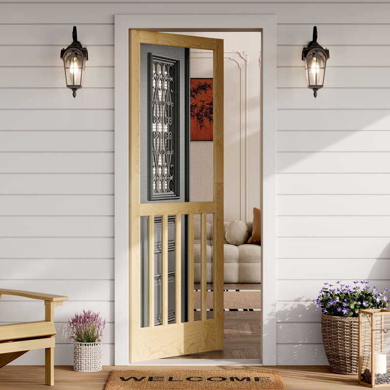 Porte moustiquaire extérieure en bois massif, 32" W x 80" H