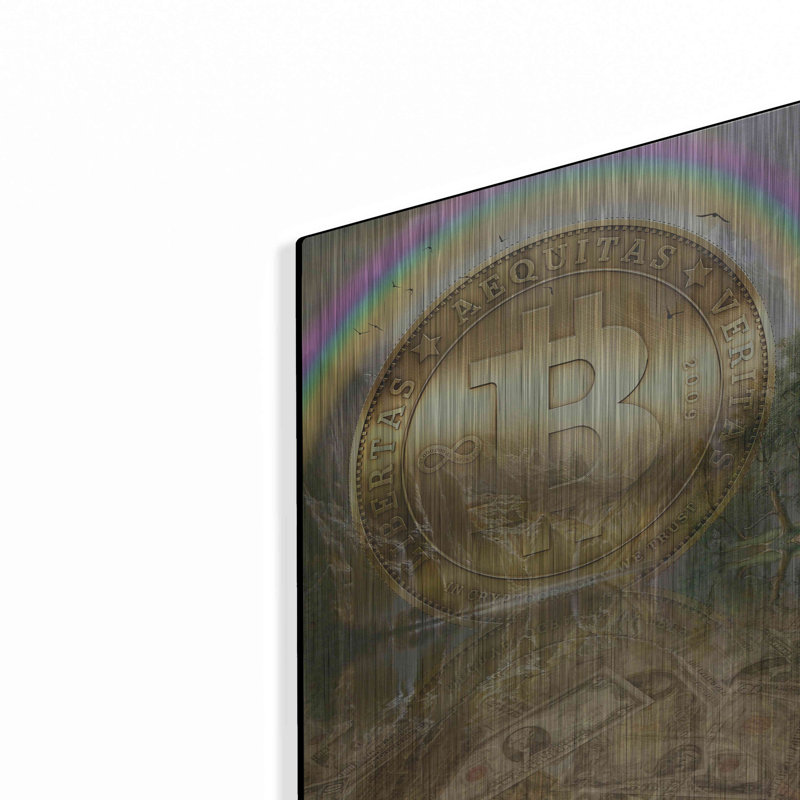 «Bitcoin New Age Six» par Steve Hunziker, art mural en métal, 12 po x 16 po