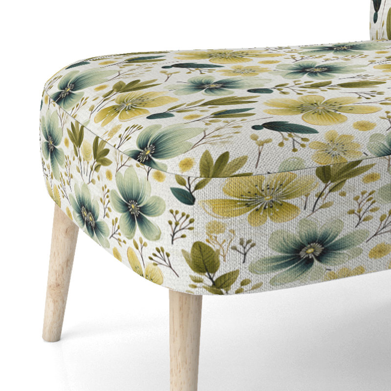 Chaise d'appoint en velours vert et blanc Sereny II - Cottage