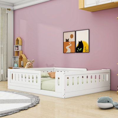 Wood Platform Bed With Guardrail