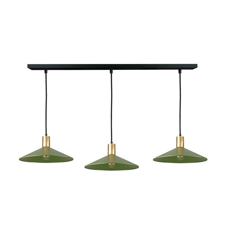 3 - Light Matte Black Dome Pendant, Gold/Khaki