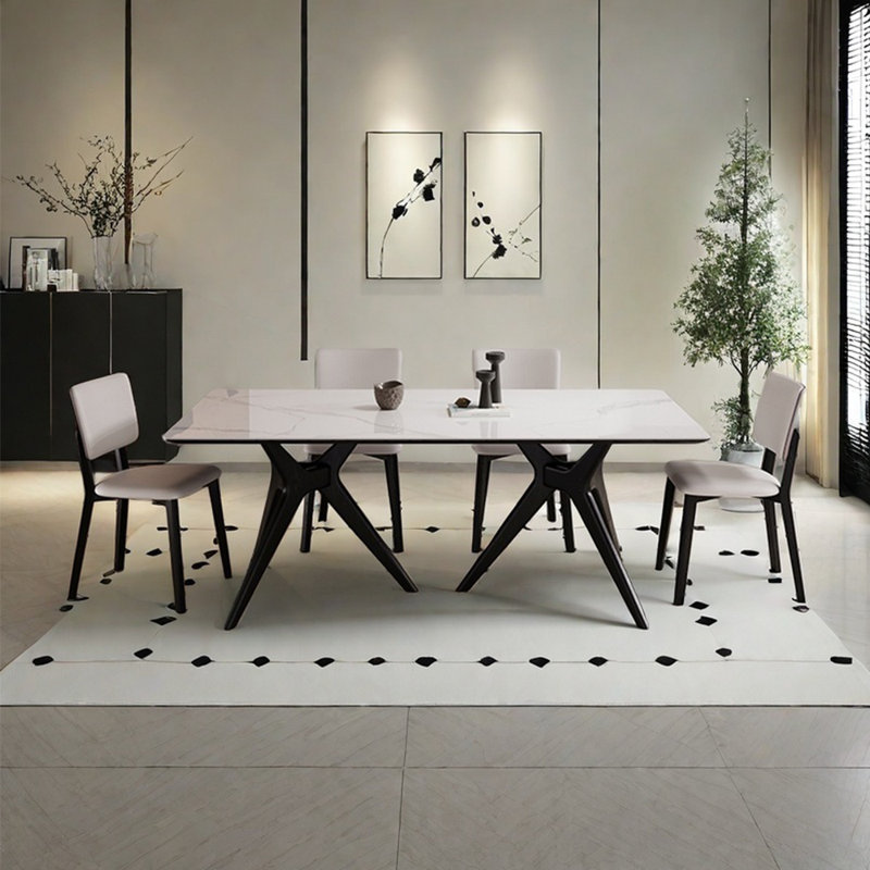 Ensemble de table de salle à manger de luxe européen à lumière simple, H 29,5 po x L 70,8 po x l 35,4 po
