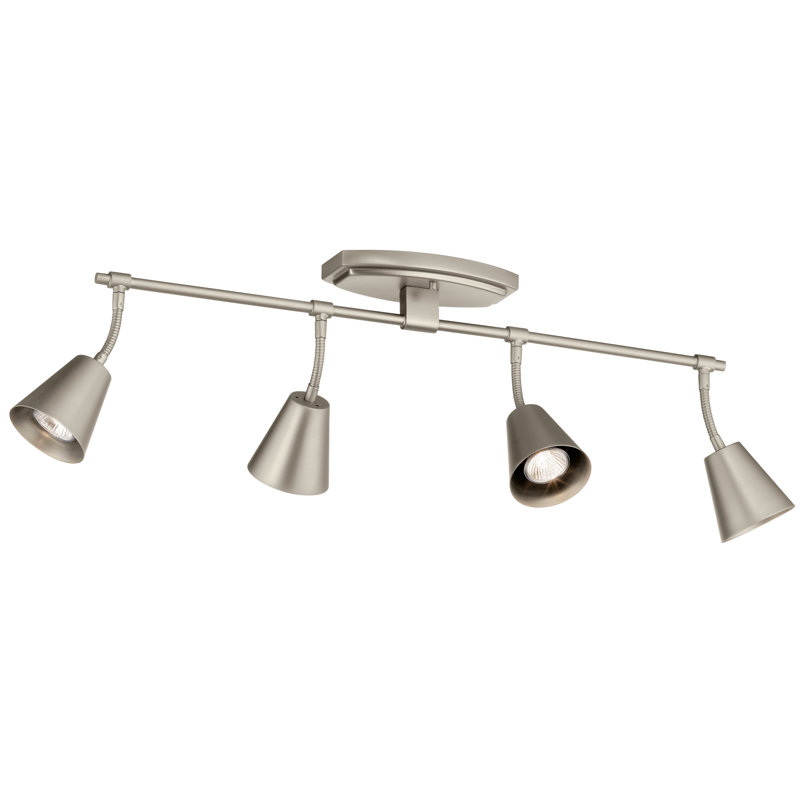 Éclairage sur rail à quatre lumières Ruby-Jade, Nickel satiné