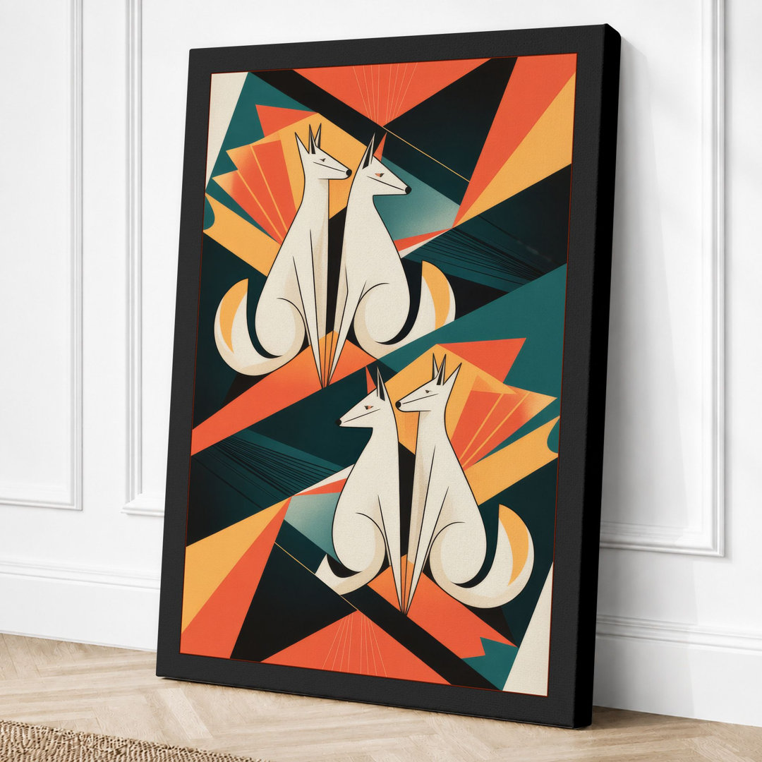 Symmetrical Butterflies Art Deco - Wrapped Canvas