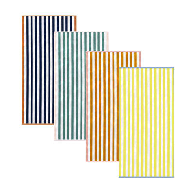 100% Cotton Elevated Stripe 4Pk Beach Towels