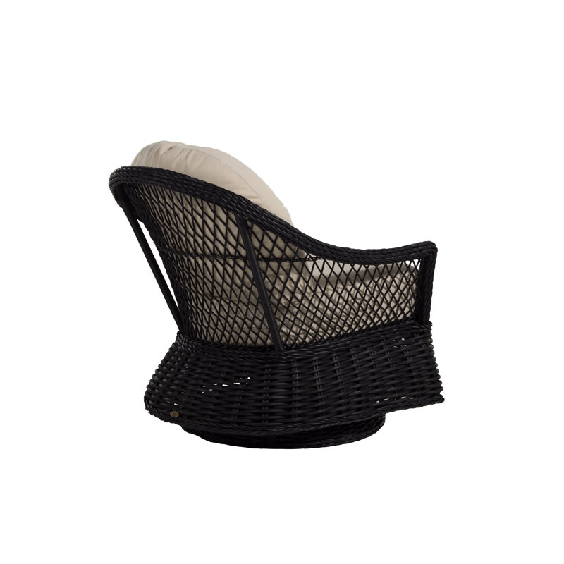 Soho Swivel Glider Chair with Cushions, Dove Sunbrella® Linen, Raffia, Welt