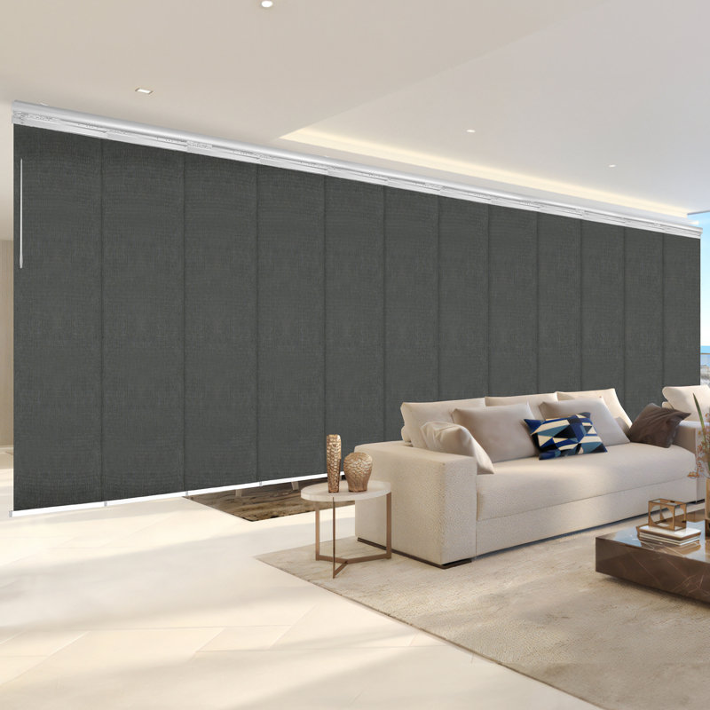 Rail blanc extensible 12 panneaux double Smoke 140-260 po x H 94 po, largeur de panneau 23,5 po