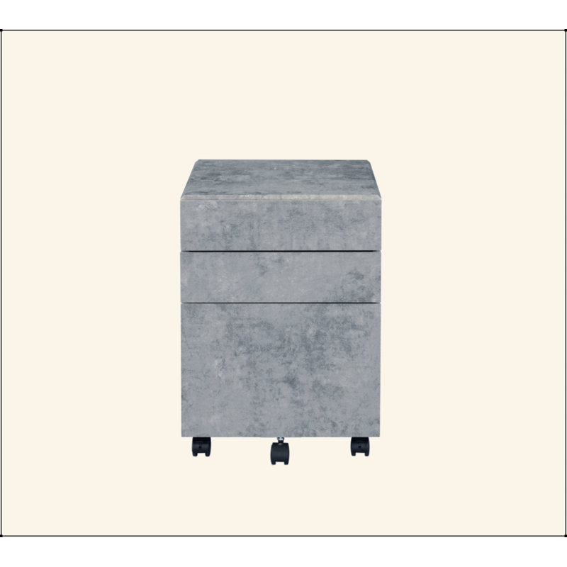 Faux Concrete & Silver Finish File Cabinet
