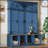 Farmhouse Hall Tree with Hidden Hooks, Walnut Seating Bench, and Shoe Cabinet for Entryway and Living Room, Blue-1384618600