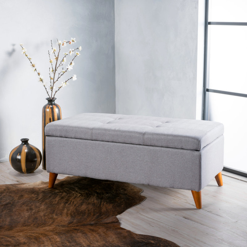 Tufted Ainsley Button Storage Ottoman Bench With Hinged Lid - Thumbnail 5