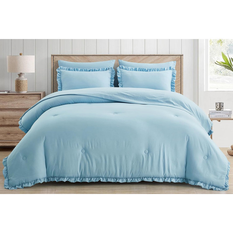 Chambray Blue Queen Microfiber Bed in a Bag Set