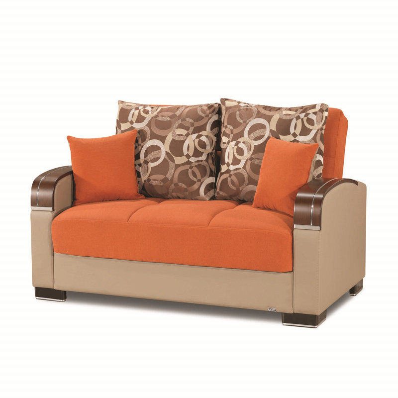 Causeuse convertible avec rangement Primenest, Orange/beige
