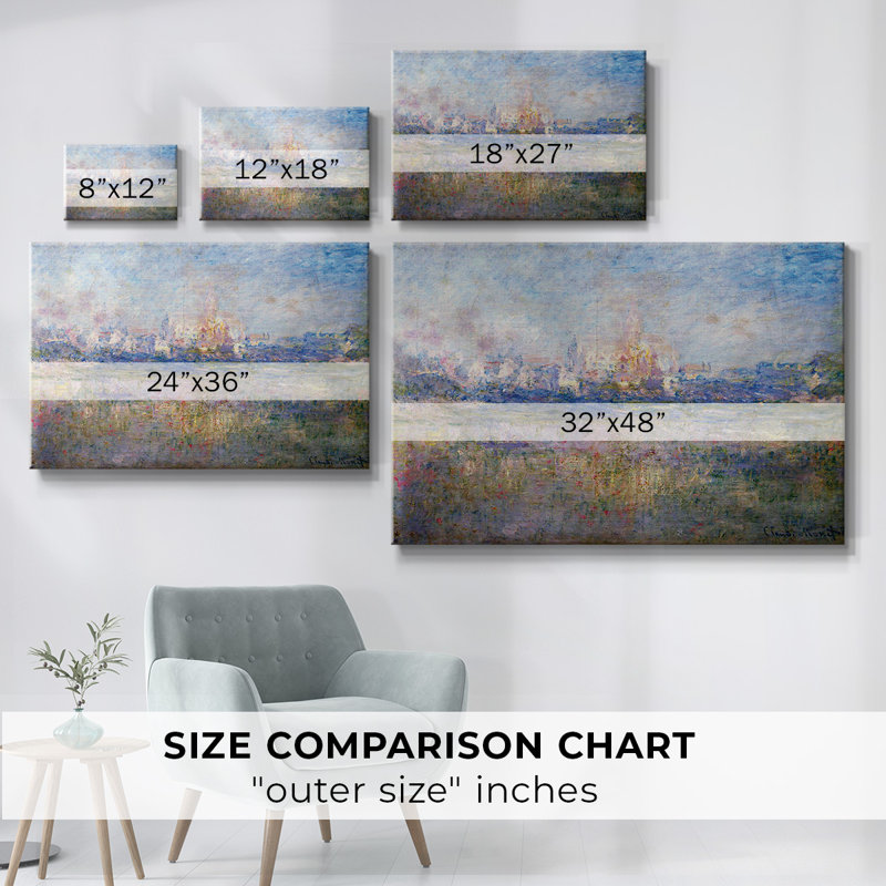 Toile tendue Vétheuil dans le brouillard par Monet-Gallery, H 12 po x l 18 po