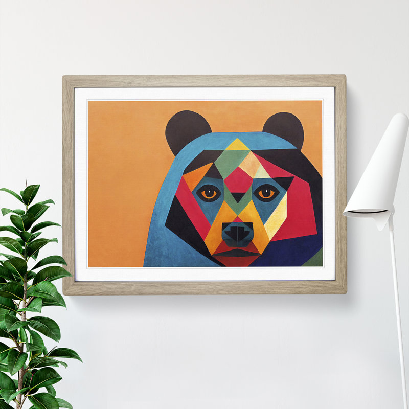 Abstract Bear Vol.2 - Framed Print, 34cm H x 46cm W x 2cm D, Oak
