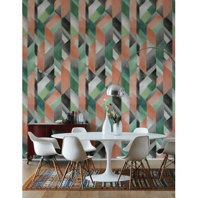 Papier peint géométrique aquarelle, adhésif mural moderne