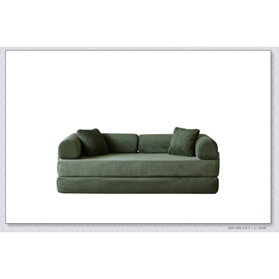 Convertible Compression Sofa Bed with Pillow Back Support, Armrest, and Corduroy Fabric for Living Room and Bedroom Comfort