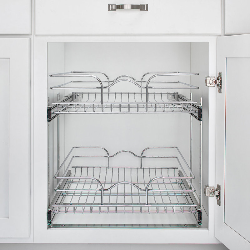Rev-A-Shelf Pullout 2-Tier Basket Organizer for Kitchen or Vanity Cabinets , 18" W, 22" D