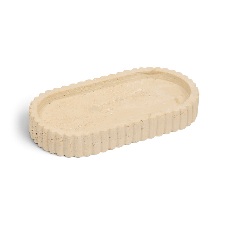 Khloe Decorative Tray, Beige Travertine
